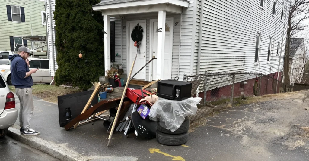Image representing house clutter ready to be loaded onto a truck.